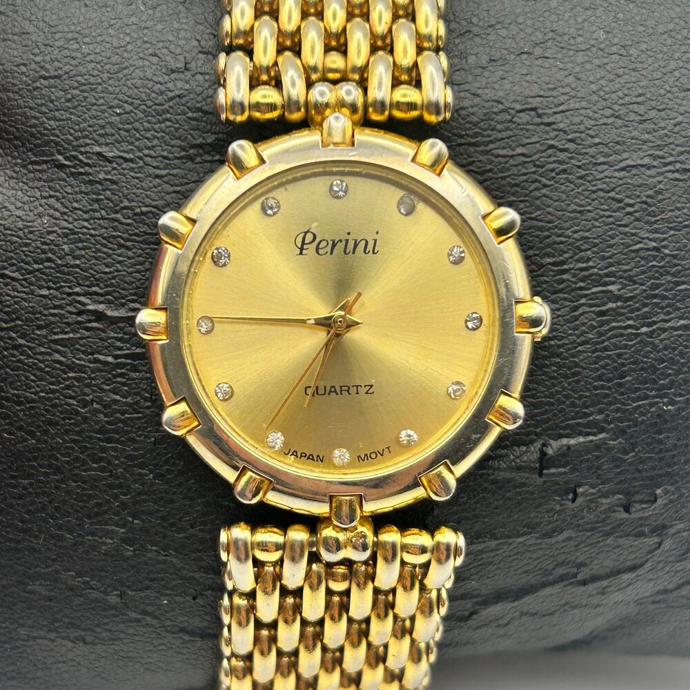 Perini Gold-tone Crystal Accents on Dial Women’s Quartz Watch New Battery